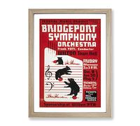 Wpa Bridgeport Symphony Orchestra Music Poster Vintage Framed Wall Art Print, Ready to Hang Picture for Living Room Bedroom Home Office Décor, Oak A3 (34 x 46 cm)