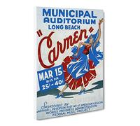 Wpa Carmen Poster Vintage Theatre Poster Canvas Print | Gallery Wrapped 30mm Frame Wall Art | 30x20 inches | Ready to Hang | Classic Picture | Living Room Bedroom Lounge Office