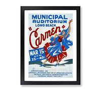 Wpa Carmen Poster Vintage Theatre Poster Framed Print | A2 Black Framed Wall Art | Ready to Hang | Classic Nature Picture | Living Room Bedroom Lounge Office