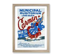Wpa Carmen Poster Vintage Theatre Poster Framed Print | A2 Oak Framed Wall Art | Ready to Hang | Classic Nature Picture | Living Room Bedroom Lounge Office