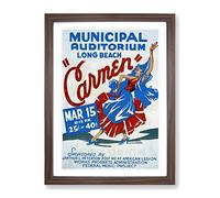 Wpa Carmen Poster Vintage Theatre Poster Framed Print | A2 Walnut Framed Wall Art | Ready to Hang | Classic Nature Picture | Living Room Bedroom Lounge Office