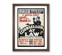 Wpa Counsellor At War Theatre Poster Vintage Framed Print | A4 Walnut Framed Wall Art | Ready to Hang | Classic Nature Picture | Living Room Bedroom Lounge Office