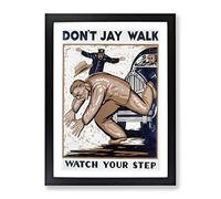 Wpa Don'T Jay Walk Poster Vintage Framed Print | A3 Black Framed Wall Art | Ready to Hang | Classic Nature Picture | Living Room Bedroom Lounge Office