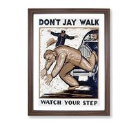 Wpa Don'T Jay Walk Poster Vintage Framed Print | A3 Walnut Framed Wall Art | Ready to Hang | Classic Nature Picture | Living Room Bedroom Lounge Office
