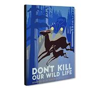 Wpa Don'T Kill Our Wildlife Poster Canvas Print | Gallery Wrapped 30mm Frame Wall Art | 30x20 inches | Ready to Hang | Retro Animals Picture | Living Room Bedroom Lounge Office