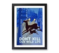 Wpa Don'T Kill Our Wildlife Poster Vintage Framed Wall Art Print, Ready to Hang Picture for Living Room Bedroom Home Office Décor, Black A3 (34 x 46 cm)