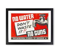 WPA Dont Waste Water Poster Vintage Framed Print | A3 Black Framed Wall Art | Ready to Hang | Classic Nature Picture | Living Room Bedroom Lounge Office