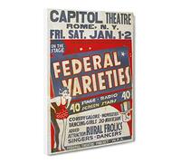 Wpa Federal Varieties No.2 Theatre Poster Canvas Print | Gallery Wrapped 30mm Frame Wall Art | 24x16 inches | Ready to Hang | Retro Picture | Living Room Bedroom Lounge Office