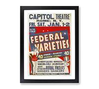 Wpa Federal Varieties No.2 Theatre Poster Vintage Framed Print | A3 Black Framed Wall Art | Ready to Hang | Classic Nature Picture | Living Room Bedroom Lounge Office