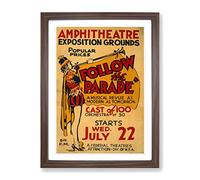 Wpa Follow The Parade No.3 Theatre Poster Vintage Framed Print | A2 Walnut Framed Wall Art | Ready to Hang | Classic Nature Picture | Living Room Bedroom Lounge Office