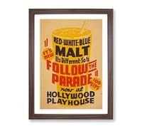 Wpa Follow The Parade Theatre Poster Vintage Framed Print | A2 Walnut Framed Wall Art | Ready to Hang | Classic Nature Picture | Living Room Bedroom Lounge Office