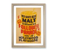 Wpa Follow The Parade Theatre Poster Vintage Framed Print | A4 Oak Framed Wall Art | Ready to Hang | Classic Nature Picture | Living Room Bedroom Lounge Office
