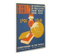 Wpa Freedom Theatre Poster Canvas Print | Gallery Wrapped 30mm Frame Wall Art | 20x14 inches | Ready to Hang | Retro Picture | Living Room Bedroom Lounge Office