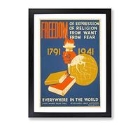 Wpa Freedom Theatre Poster Vintage Framed Wall Art Print, Ready to Hang Picture for Living Room Bedroom Home Office Décor, Black A4 (34 x 25 cm)