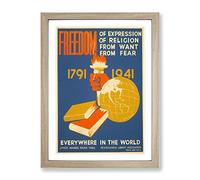 Wpa Freedom Theatre Poster Vintage Framed Wall Art Print, Ready to Hang Picture for Living Room Bedroom Home Office Décor, Oak A4 (34 x 25 cm)