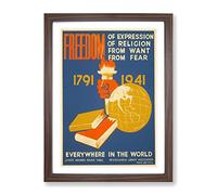 Wpa Freedom Theatre Poster Vintage Framed Wall Art Print, Ready to Hang Picture for Living Room Bedroom Home Office Décor, Walnut A2 (64 x 46 cm)