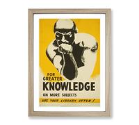 Wpa Greater Knowledge Poster Vintage Framed Print | A4 Oak Framed Wall Art | Ready to Hang | Classic Nature Picture | Living Room Bedroom Lounge Office