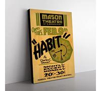 Wpa Habit Theatre Poster Vintage Canvas Wall Art Print Ready to Hang, Framed Picture for Living Room Bedroom Home Office Décor, 76x50 cm (30x20 Inch)