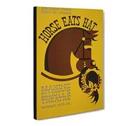 Wpa Horse Eats Hat Theatre Poster Canvas Print | Gallery Wrapped 30mm Frame Wall Art | 30x20 inches | Ready to Hang | Retro Animals Picture | Living Room Bedroom Lounge Office