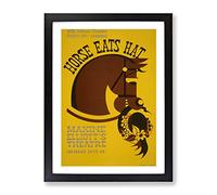 Wpa Horse Eats Hat Theatre Poster Vintage Framed Print | A3 Black Framed Wall Art | Ready to Hang | Classic Animal Picture | Living Room Bedroom Lounge Office