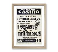 Wpa I Want A Policeman Theatre Poster Vintage Framed Print | A3 Oak Framed Wall Art | Ready to Hang | Classic Nature Picture | Living Room Bedroom Lounge Office