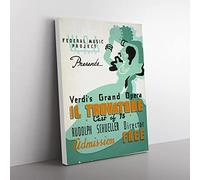 Wpa Il Trovatore Theatre Poster Vintage Canvas Wall Art Print Ready to Hang, Framed Picture for Living Room Bedroom Home Office Décor, 76x50 cm (30x20 Inch)