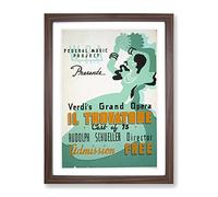 Wpa Il Trovatore Theatre Poster Vintage Framed Print | A4 Walnut Framed Wall Art | Ready to Hang | Classic Nature Picture | Living Room Bedroom Lounge Office
