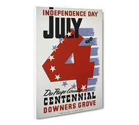 Wpa Independence Day Poster Canvas Print | Gallery Wrapped 30mm Frame Wall Art | 30x20 inches | Ready to Hang | Retro Picture | Living Room Bedroom Lounge Office