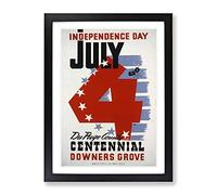 Wpa Independence Day Poster Vintage Framed Print | A2 Black Framed Wall Art | Ready to Hang | Classic Nature Picture | Living Room Bedroom Lounge Office