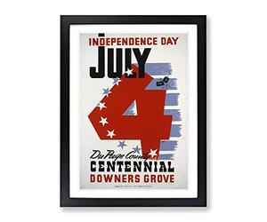 Wpa Independence Day Poster Vintage Framed Print | A2 Black Framed Wall Art | Ready to Hang | Classic Nature Picture | Living Room Bedroom Lounge Office
