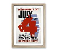 Wpa Independence Day Poster Vintage Framed Print | A2 Oak Framed Wall Art | Ready to Hang | Classic Nature Picture | Living Room Bedroom Lounge Office