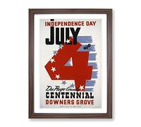 Wpa Independence Day Poster Vintage Framed Print | A4 Walnut Framed Wall Art | Ready to Hang | Classic Nature Picture | Living Room Bedroom Lounge Office