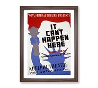 Wpa It Can'T Happen Here Poster Vintage Framed Wall Art Print, Ready to Hang Picture for Living Room Bedroom Home Office Décor, Walnut A3 (34 x 46 cm)