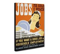 Wpa Jobs For Girls Poster Vintage Canvas Wall Art Print Ready to Hang, Framed Picture for Living Room Bedroom Home Office Décor, 24x16 Inch (60x40 cm)