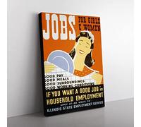 Wpa Jobs For Girls Poster Vintage Canvas Wall Art Print Ready to Hang, Framed Picture for Living Room Bedroom Home Office Décor, 60x40 cm (24x16 Inch)