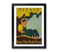 Wpa Keep The Park Clean No.2 Poster Vintage Framed Print | A3 Black Framed Wall Art | Ready to Hang | Classic Nature Picture | Living Room Bedroom Lounge Office