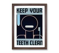 Wpa Keep Your Teeth Clean Poster Vintage Framed Print | A3 Walnut Framed Wall Art | Ready to Hang | Classic Nature Picture | Living Room Bedroom Lounge Office