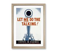 Wpa Let Me Do The Talking Poster Vintage Framed Print | A4 Oak Framed Wall Art | Ready to Hang | Classic Nature Picture | Living Room Bedroom Lounge Office