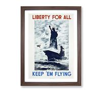 Wpa Liberty For All Poster Vintage Framed Print | A3 Walnut Framed Wall Art | Ready to Hang | Classic Nature Picture | Living Room Bedroom Lounge Office