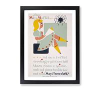 Wpa Little Miss Muffet Poster Vintage Framed Wall Art Print, Ready to Hang Picture for Living Room Bedroom Home Office Décor, Black A4 (34 x 25 cm)