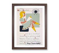 Wpa Little Miss Muffet Poster Vintage Framed Wall Art Print, Ready to Hang Picture for Living Room Bedroom Home Office Décor, Walnut A3 (34 x 46 cm)