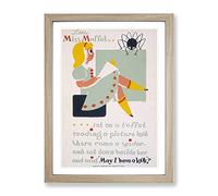 Wpa Little Miss Muffet Poster Vintage Framed Wall Art Print, Ready to Hang Picture for Living Room Bedroom Home Office Décor, Oak A2 (64 x 46 cm)