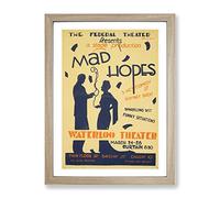 Wpa Mad Hopes Theatre Poster Vintage Framed Wall Art Print, Ready to Hang Picture for Living Room Bedroom Home Office Décor, Oak A2 (64 x 46 cm)