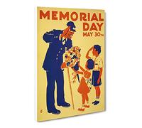 Wpa Memorial Day Poster Canvas Print | Gallery Wrapped 30mm Frame Wall Art | 30x20 inches | Ready to Hang | Retro Picture | Living Room Bedroom Lounge Office