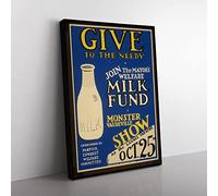 Wpa Milk Fund Poster Vintage Canvas Wall Art Print Ready to Hang, Framed Picture for Living Room Bedroom Home Office Décor, 76x50 cm (30x20 Inch)