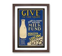 Wpa Milk Fund Poster Vintage Framed Print | A3 Walnut Framed Wall Art | Ready to Hang | Classic Nature Picture | Living Room Bedroom Lounge Office