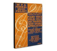 Wpa Music Project No.2 Music Poster Vintage Canvas Wall Art Print Ready to Hang, Framed Picture for Living Room Bedroom Home Office Décor, 30x20 Inch (76x50 cm)