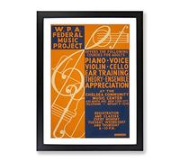 Wpa Music Project No.2 Music Poster Vintage Framed Wall Art Print, Ready to Hang Picture for Living Room Bedroom Home Office Décor, Black A3 (34 x 46 cm)