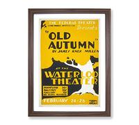 Wpa Old Autumn Theatre Poster Vintage Framed Print | A3 Walnut Framed Wall Art | Ready to Hang | Classic Landscape Picture | Living Room Bedroom Lounge Office