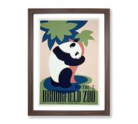 Wpa Panda Zoo Poster No.2 Poster Vintage Framed Print | A3 Walnut Framed Wall Art | Ready to Hang | Classic Animal Picture | Living Room Bedroom Lounge Office